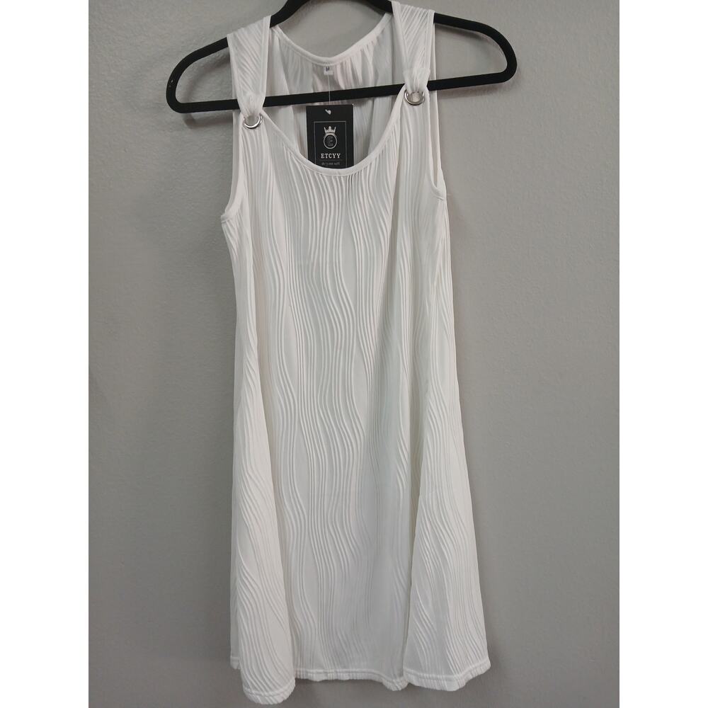 ETCYY Women’s White Summer Tank Dress Beach Wedding Vacation Knee Length medium